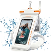 Wasserdichte, schwimmfähige Handyhülle nach IPX8 mit zwei Staufächern - 7.5" - Weiß