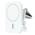 JJT-987 15W Magnet-Wireless-Ladegerät/Autohalterung mit Lüftungsschlitz-Clip - MagSafe-kompatibel - Weiß