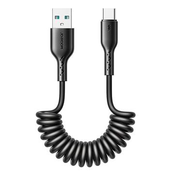 Joyroom 3A Easy-Travel Spiralkabel Schnellladung USB-A zu USB-C Kabel - 1.5m - Schwarz
