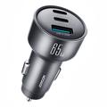 Joyroom JR-CCN19 65W Autoladegerät mit 3 Anschlüssen (PD/QC) - 2x USB-C, USB-A - Grau