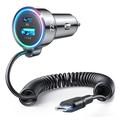 Joyroom JR-CL07 3-in-1 kabelgebundenes Schnellladegerät für das Auto 72W - USB-C, USB-A - Schwarz