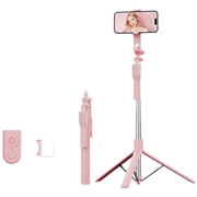 K50 Bluetooth-Selfie-Stick-Stativ mit TikTok-Fernbedienung, 6-Modi-Fülllicht - Pink