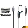 K595-34 USB-C/DC-Stromkabel 140W – 34 Adapter, digitale Anzeige – 1.5m – Schwarz