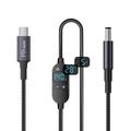 K595 USB-C/DC-Stromkabel 140W – Digitalanzeige, 6-stufige Spannungsregelung – 1.5m – Schwarz