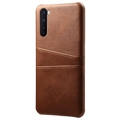 OnePlus Nord KSQ Beschichtete Kunststoff Hülle mit Kartenfächern - Braun
