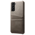 Samsung Galaxy S22 5G KSQ Beschichtete Kunststoff Hülle mit Kartenfächern - Grau
