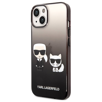 Karl Lagerfeld Gradient Karl & Choupette iPhone 14 Hülle - Schwarz