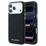 iPhone 18 Pro Max Karl Lagerfeld Grained Allover Logo Metal Längliches MagSafe-Hülle - Schwarz