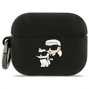 AirPods Pro 3 Karl Lagerfeld Karl & Choupette 3D-Silikonhülle - Schwarz