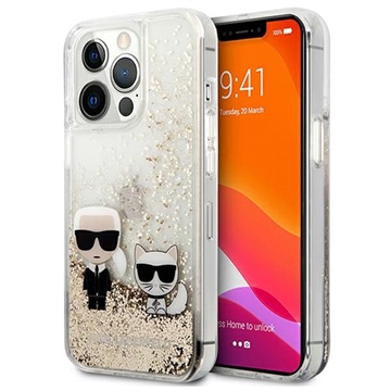 Karl Lagerfeld Liquid Glitter Karl & Choupette iPhone 13 Pro Max Hülle (Offene Verpackung - Zufriedenstellend) - Gold