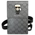 Karl Lagerfeld Monogram Ikonik Smartphone Schultertasche - Silber