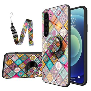 Karo-Muster Samsung Galaxy S23 5G Hybrid Hülle - Buntes Mandala