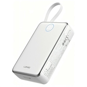 Ldnio PQ44 20000mAh 45W Powerbank - Integriertes USB-C-Kabel, 15W kabelloses Laden - Weiß