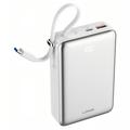 LDNIO PQ51 20000mAh 45W Powerbank mit Magnetanschluss - integriertes USB-C-Kabel, 15W kabelloses Laden - Weiß