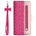 Lace Pattern iPhone X / iPhone XS Wallet Hülle - Hot Pink