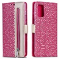 Lace Pattern Samsung Galaxy S20+ Wallet Hülle - Hot Pink