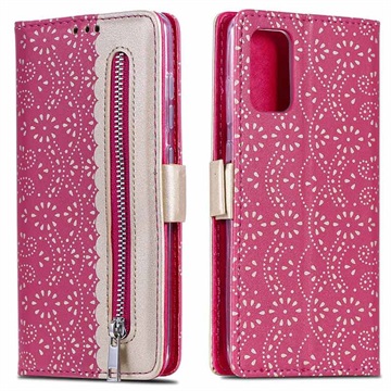Lace Pattern Samsung Galaxy S20+ Wallet Hülle - Hot Pink