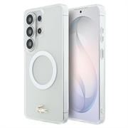 Samsung Galaxy S26 Ultra Lacoste Frosted Finish Gold Logo Hybrid Hülle - MagSafe-kompatibel - Weiß