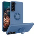 Samsung Galaxy S22 5G Liquid Silikonhülle mit Ringhalterung - Blau