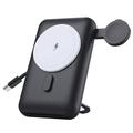MP07 3-in-1-Powerbank mit 10000mAh, Magnetanschluss, integriertem Kabel und Ständer - MagSafe-kompatibel - Schwarz