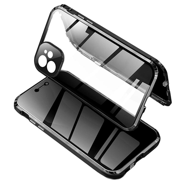 iPhone 11 Magnetisches Cover mit Sichtschutz aus Gehärtetem Glas - Schwarz