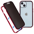 iPhone 15 Plus Magnetisches Cover mit Sichtschutz aus Gehärtetem Glas - Rot