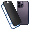 iPhone 15 Pro Magnetisches Cover mit Sichtschutz aus Gehärtetem Glas - Blau