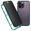 iPhone 15 Pro Max Magnetisches Cover mit Sichtschutz aus Gehärtetem Glas - Grün