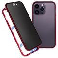 iPhone 15 Pro Max Magnetisches Cover mit Sichtschutz aus Gehärtetem Glas - Rot
