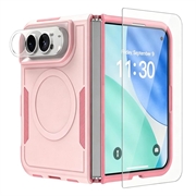 iPhone Duo Magnethülle mit Panzerglas und Kameralinsen-Schutz - Rosa