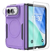 iPhone Duo Magnethülle mit Panzerglas und Kameralinsen-Schutz - Lila