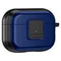Magnetische Hülle für Apple AirPods Pro, Schnalle Design Bluetooth Kopfhörer TPU Hülle mit Karabiner - Schwarz+Blau