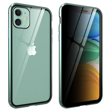 iPhone 11 Magnetisches Cover mit Sichtschutz aus Gehärtetem Glas - Grün