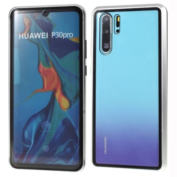Huawei P30 Pro Magnetisches Hülle mit Panzerglas - Silber