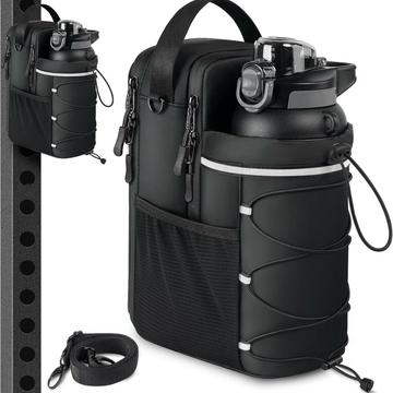 Magnetische reflektierende Cross-Body-Tasche für Fitnessstudio und Outdoor mit Wasserflaschenhalter - Schwarz