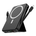 Magnetische kabellose Powerbank mit USB-C- und Lightning-Kabeln - 10000mAh/15W