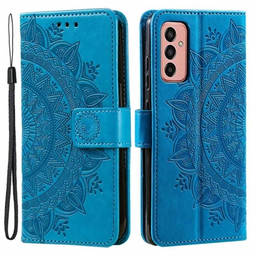 Samsung Galaxy A14/A14 5G Mandala Serie Wallet Hülle - Blau