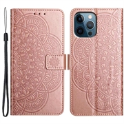 iPhone 16 Pro Mandala Serie Wallet Hülle - Roségold