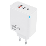 Maxlife MXTC-09-65ACC GaN-Ladegerät - 65W, 2x USB-C, USB-A - Weiß