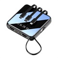 Mini Powerbank 10000mAh - 2x USB, Lightning, USB-C, MicroUSB - Schwarz