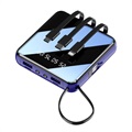 Mini Powerbank 10000mAh - 2x USB, Lightning, USB-C, MicroUSB - Blau