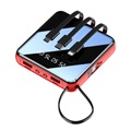 Mini Powerbank 10000mAh - 2x USB, Lightning, USB-C, MicroUSB - Rot