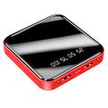 Mini-Powerbank 10000mAh mit zwei USB-Anschlüssen und LCD-Display - Rot