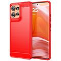 Motorola Edge 50 Gebürstete TPU Hülle - Karbonfaser - Rot