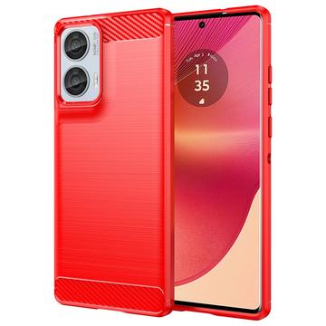 Motorola Edge 50 Fusion/G96 Gebürstete TPU Hülle - Karbonfaser - Rot