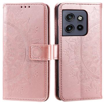 Motorola Edge 50 Neo Mandala Serie Wallet Hülle - Roségold