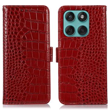 Motorola Edge 60 Fusion Crocodile Serie Lederhülle mit Geldbörse mit RFID