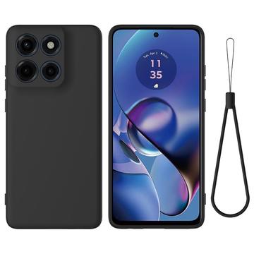 Motorola Edge 60 Stylus Liquid Silikonhülle mit Handschlaufe - Schwarz