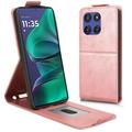 Motorola Edge 60 Stylus Vertikal Flip Hülle mit Ständer - Roségold