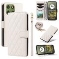 Motorola Edge 70 Luxus Gesteppte Wallet Hülle - weiß